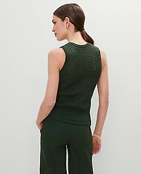 Ann Taylor Petite Open Stitch Sweater Shell Top Cypress Tree Women's
