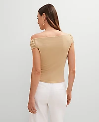 Ann Taylor Metallic Asymmetric Top Size Medium Neutral Metallic Women's