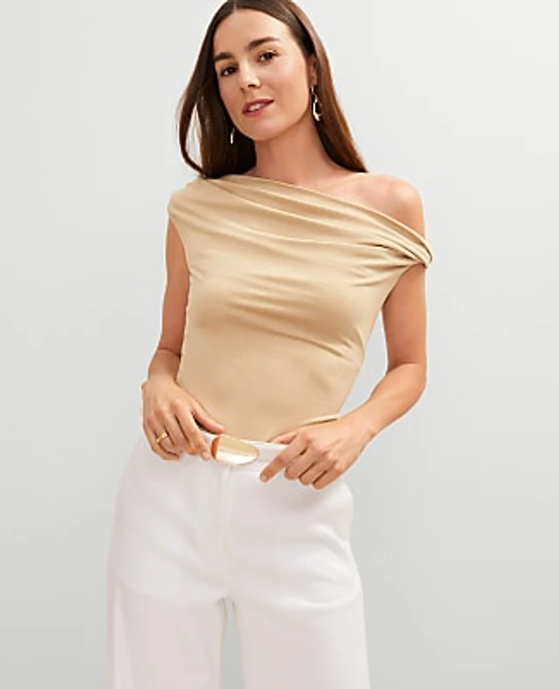 Ann Taylor Metallic Asymmetric Top Size Medium Neutral Metallic Women's