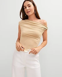 Ann Taylor Metallic Asymmetric Top Size Medium Neutral Metallic Women's