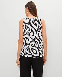 Ann Taylor Ikat Mixed Media Shell Top Black Women's