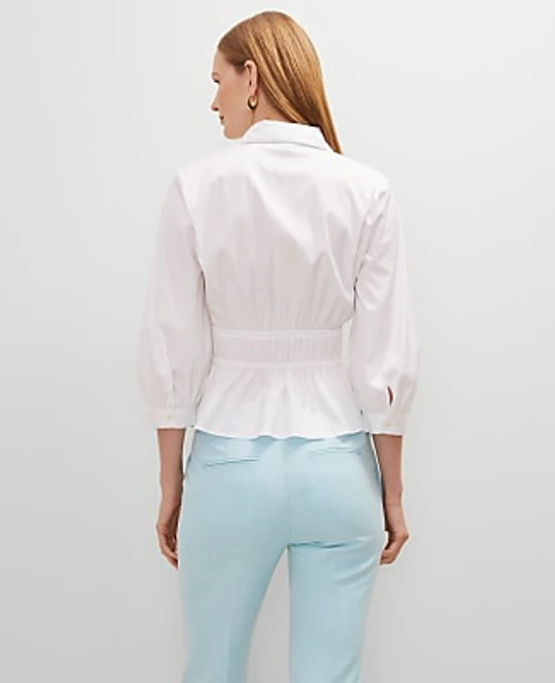 Ann Taylor Petite Collared Blouse Size Small White Women's