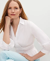 Ann Taylor Petite Collared Blouse Size Small White Women's