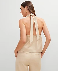 Ann Taylor Petite Cutout Halter Top Size Medium Sands Edge Women's