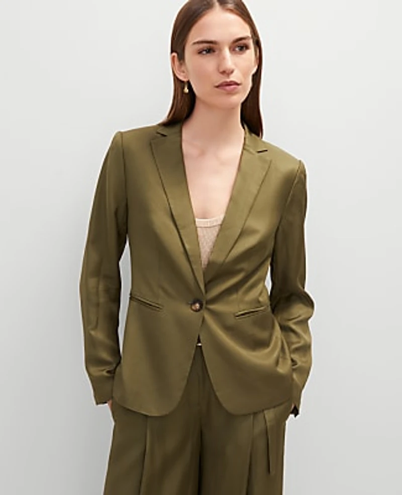 Ann Taylor The Hutton Blazer Size 14 Moss Green Women's