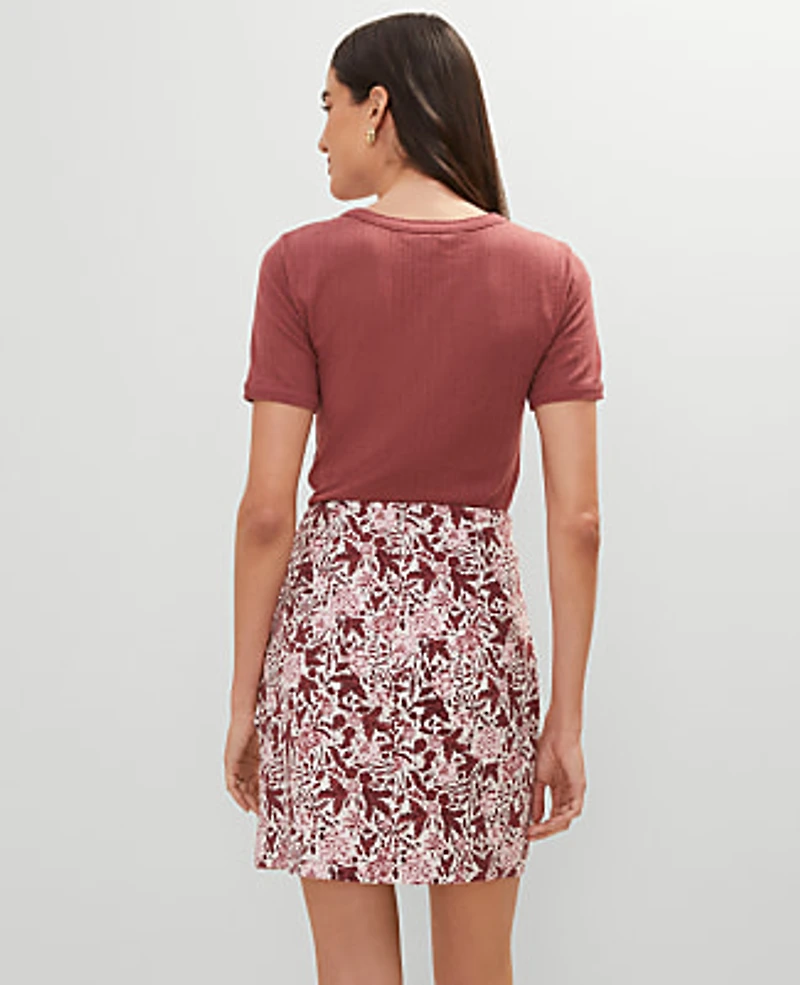 Ann Taylor Weekend Collection Floral Linen Blend Wrap Skirt Size 6 Apple Butter Women's