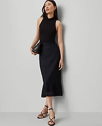 Ann Taylor Petite Lace Flounce Midi Skirt Night Sky Women's