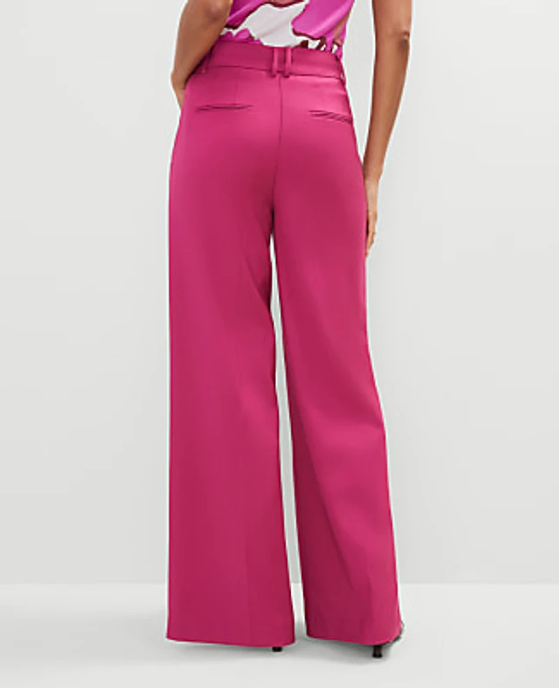 Ann Taylor The Petite Statement Palazzo Pant Size 12 Berry Splash Women's