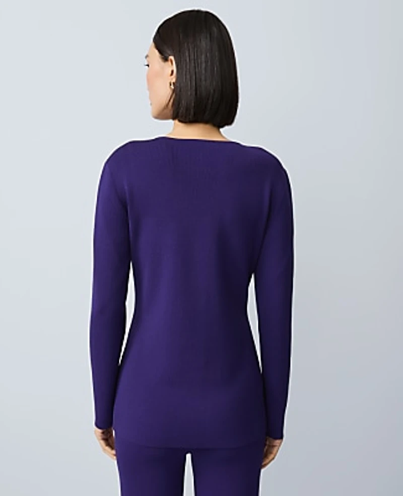 Ann Taylor Crew Neck Cardigan Size XS Midnight Mulberry Women's