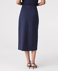 Ann Taylor Ponte Button Wrap Midi Skirt Night Sky Women's