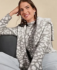 Ann Taylor Leopard Print Sweater Medium Heather Grey Women's