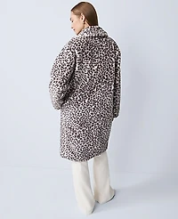 Ann Taylor Animal Print Faux Fur Coat Chrome Women's