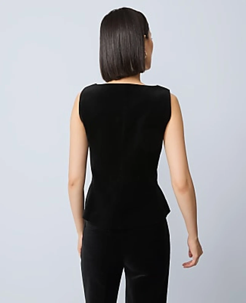 Ann Taylor Velvet Square Neck Vest Black Women's