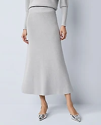 Ann Taylor Ribbed Lurex Midi Skirt Medium Light Heather Grey Women's