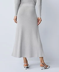 Ann Taylor Ribbed Lurex Midi Skirt Medium Light Heather Grey Women's