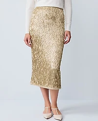 Ann Taylor Sequin Column Midi Skirt Gold Shine Women's