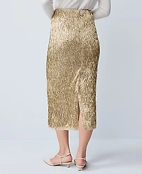 Ann Taylor Sequin Column Midi Skirt Gold Shine Women's