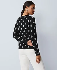 Ann Taylor Dotted Essential Crew Neck Sweater Black Women's