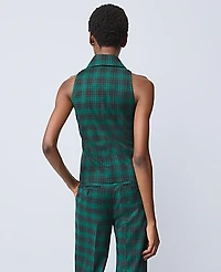Ann Taylor The Double Breasted Vest Plaid Ponderosa Pine Women's