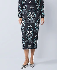 Ann Taylor Floral Jacquard Sweater Skirt Night Sky Women's