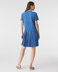 Ann Taylor Pleated Shift Dress Size 4 Refreshingly Blue Women's