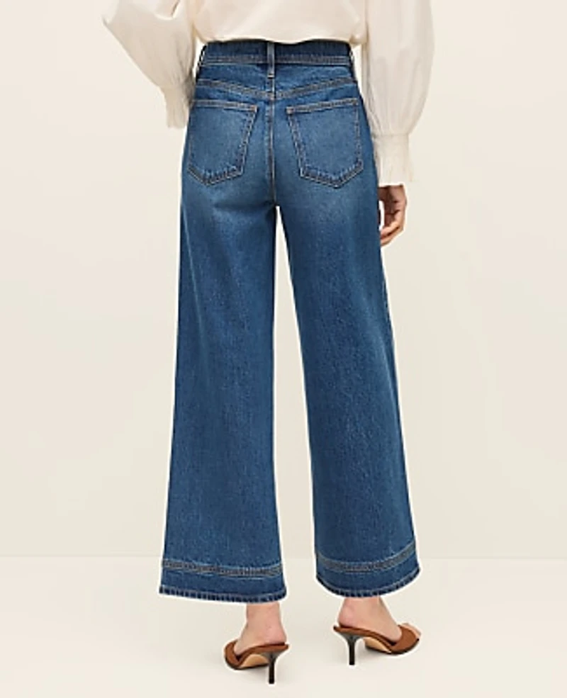 Ann Taylor The Wide-Leg Crop Jean Mid Stone Wash Women's