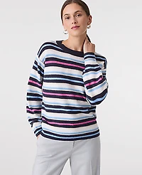 Ann Taylor Striped Crew Neck Sweater Sugar Plum Women's