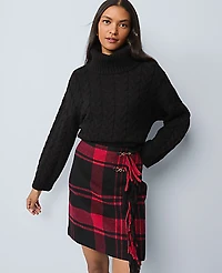 Ann Taylor Weekend Plaid Wrap Effect Skirt Black Women's