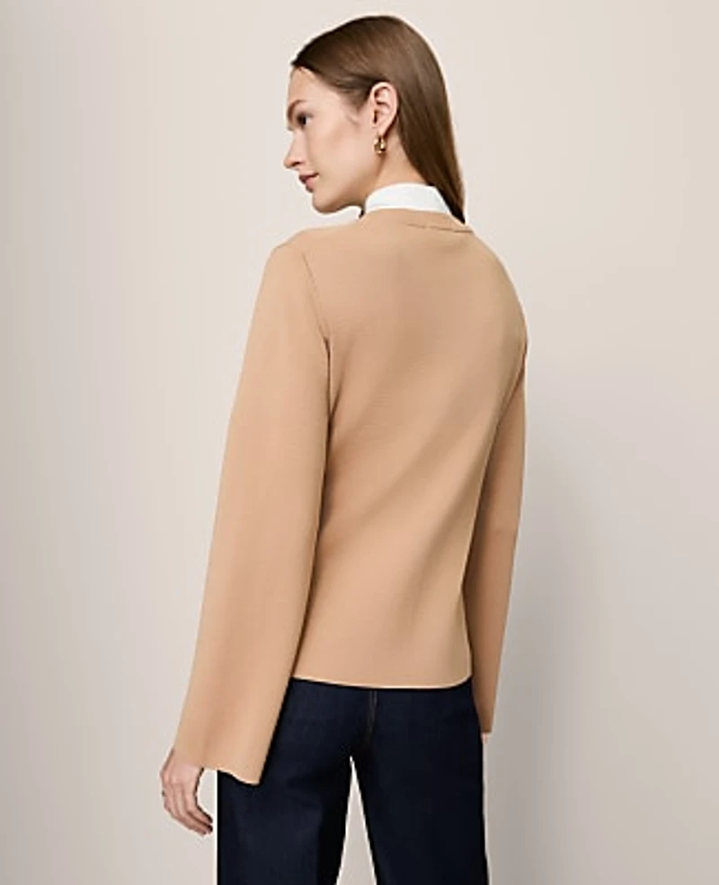 Ann Taylor Flare Sleeve Cardigan Cafe Au Lait Women's