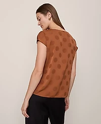 Ann Taylor Dotted Cowl Neck Top Size XS Spiced Cider Women's