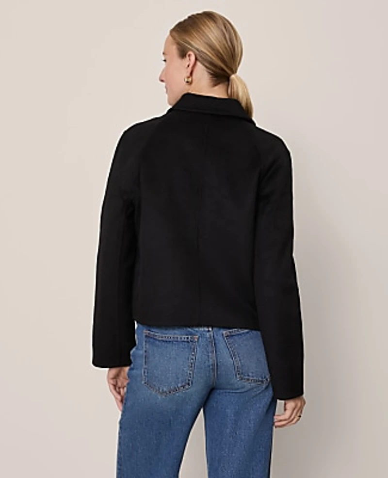 Ann Taylor Collared Double Face Jacket Black Women's