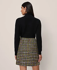 Ann Taylor Houndstooth Tweed Skirt Green/Navy Multi Women's