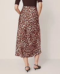 Ann Taylor Animal Print Satin Bias Slip Skirt Pale Sandalwood Women's
