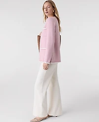Ann Taylor Contrast Trim Sweater Jacket Pale Women's