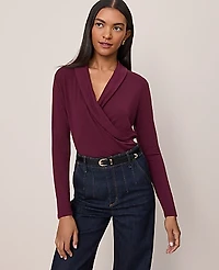 Ann Taylor Petite Shawl Collar Wrap Top Women's