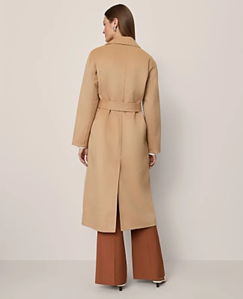 Ann Taylor Petite Belted Notch Collar Coat Cafe Au Lait Women's