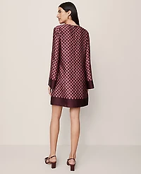 Ann Taylor Petite Geo Satin Shift Dress Poised Plum Women's