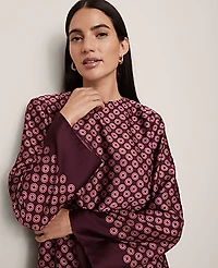 Ann Taylor Petite Geo Satin Shift Dress Poised Plum Women's