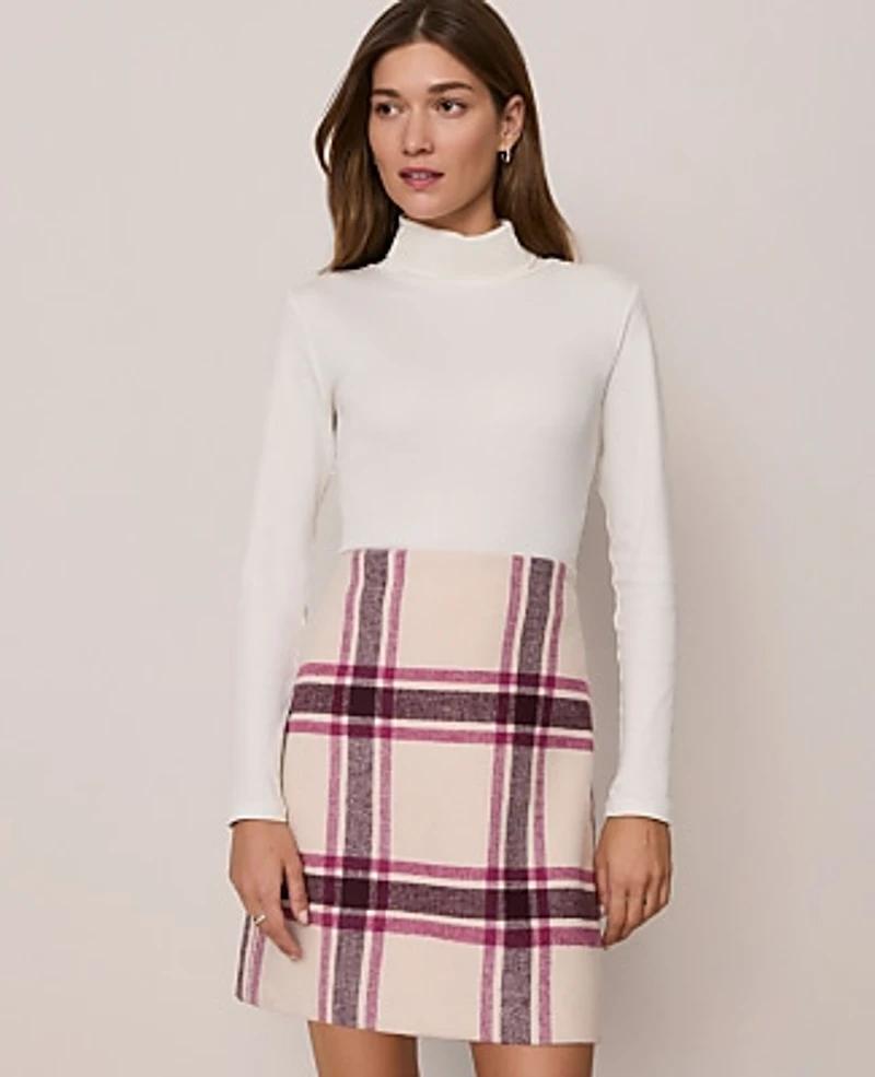 Ann Taylor Petite Weekend Plaid Mini Skirt Seedpearl Women's
