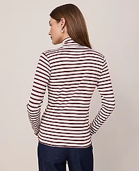 Ann Taylor Weekend Striped Turtleneck Top Cherry Pie Women's