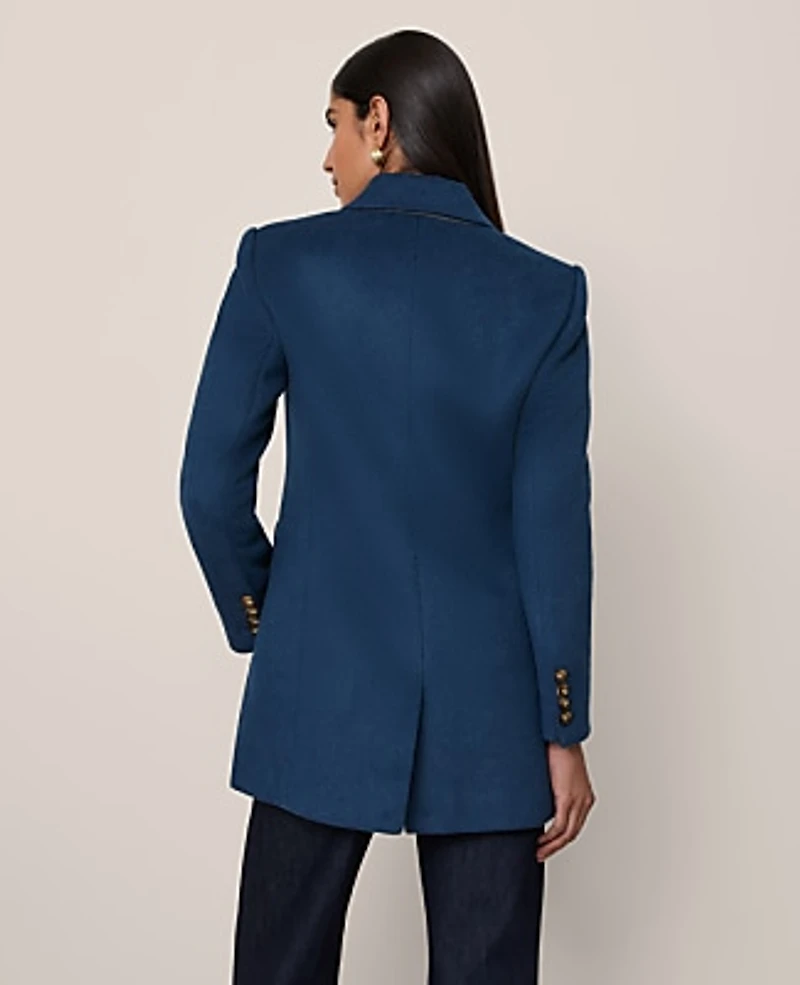 Ann Taylor Petite Fitted Long Double Breasted Coat Moonlit Backdrop Women's