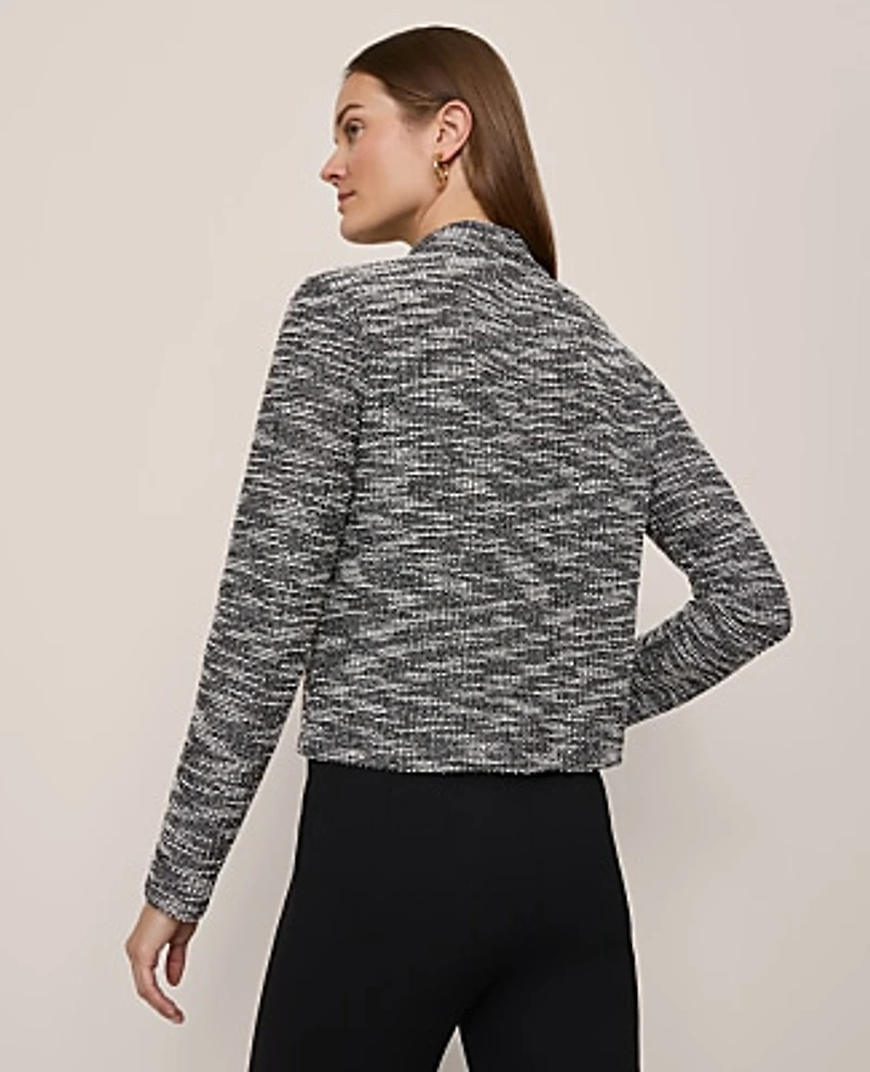Ann Taylor Petite Mock Neck Cardigan Black Multi Women's