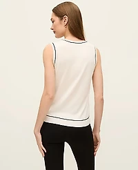 Ann Taylor Tipped Sweater Shell Top Winter White Women's