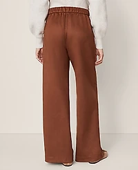 Ann Taylor Petite Weekend Easy Wide-Leg Pant in Faux Suede Size Small Rich Bronze Women's