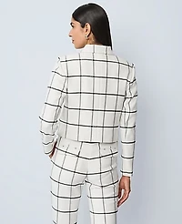 Ann Taylor The Petite Military Blazer Jacket in Windowpane Size 16 Winter White Women's