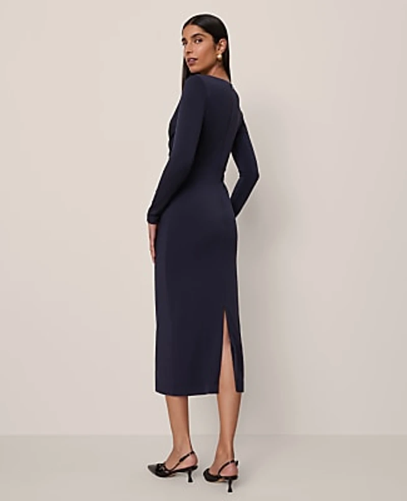 Ann Taylor Petite V-Neck Knit Dress Night Sky Women's