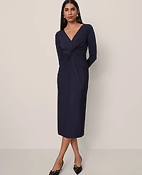 Ann Taylor Petite V-Neck Knit Dress Night Sky Women's