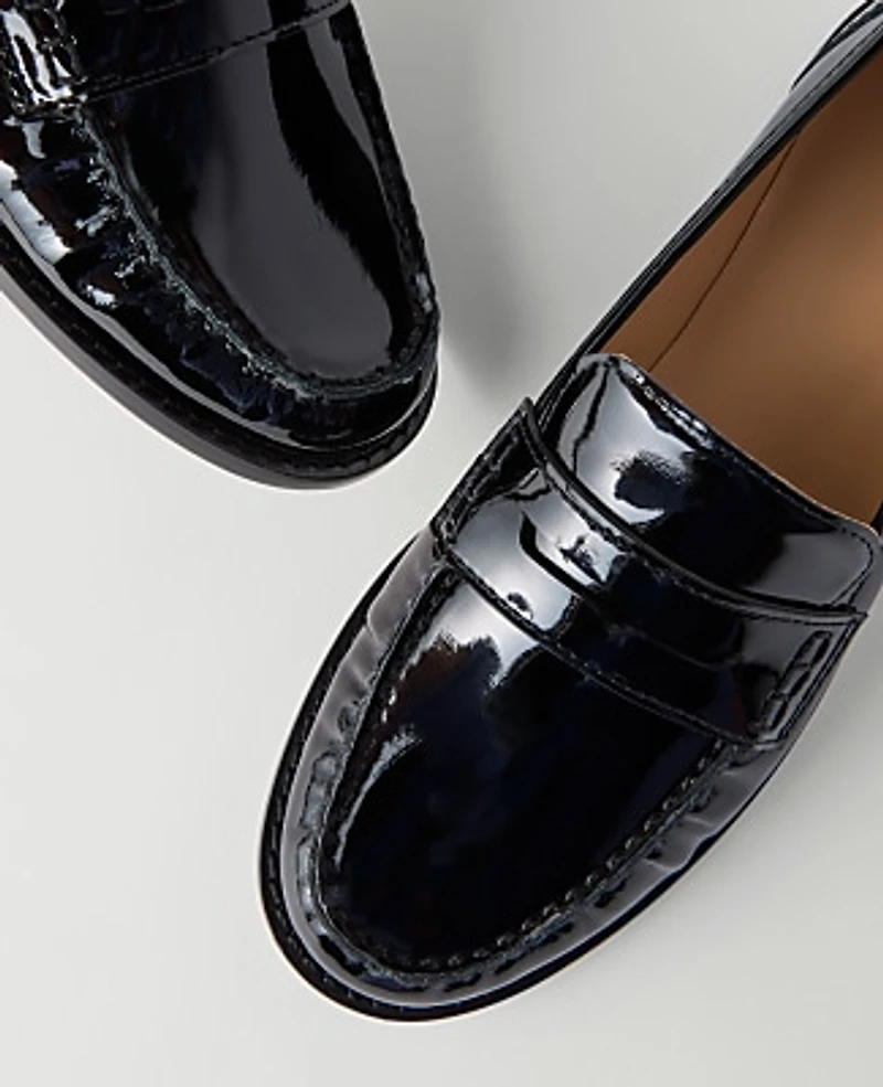Ann Taylor Weekend Collection Patent Penny Loafer Black Women's