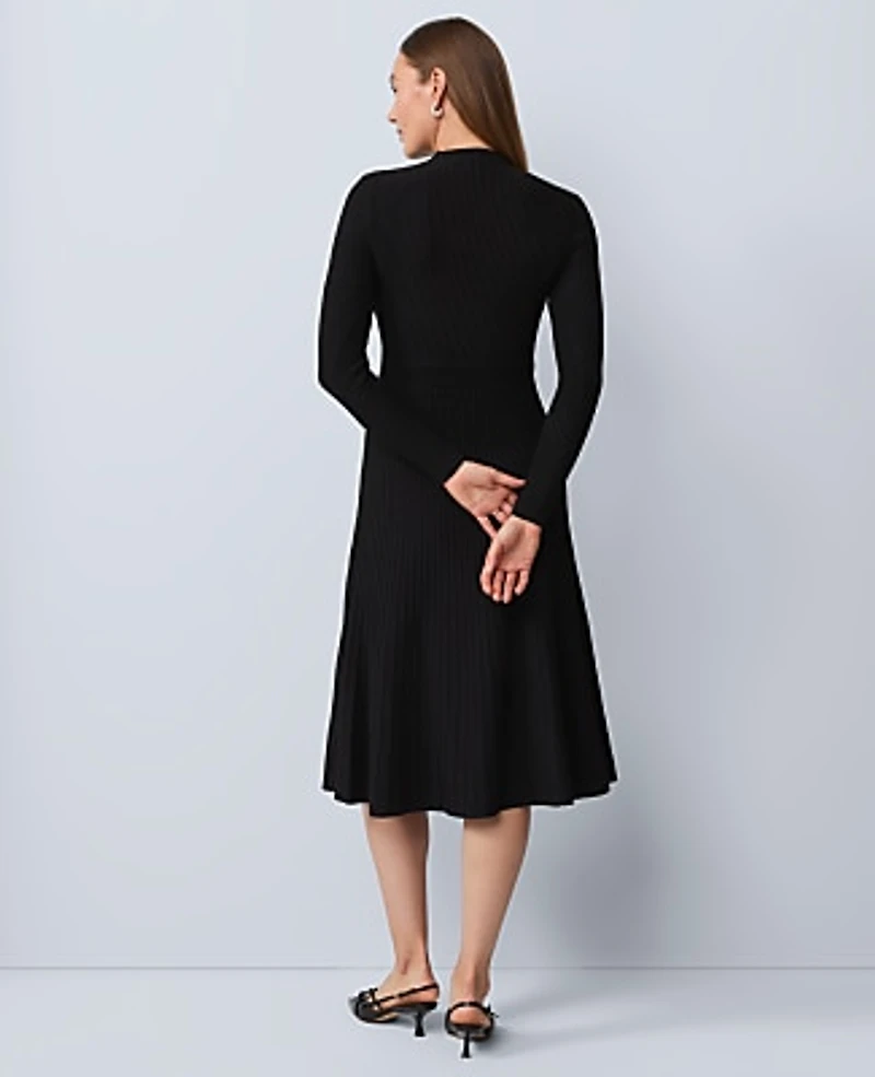 Ann Taylor Ribbed Mock Neck Sweater Dress Women's