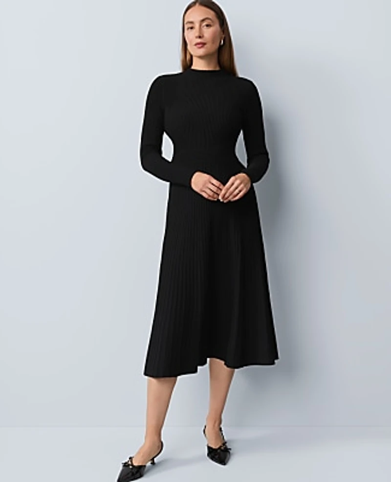 Ann Taylor Ribbed Mock Neck Sweater Dress Women's